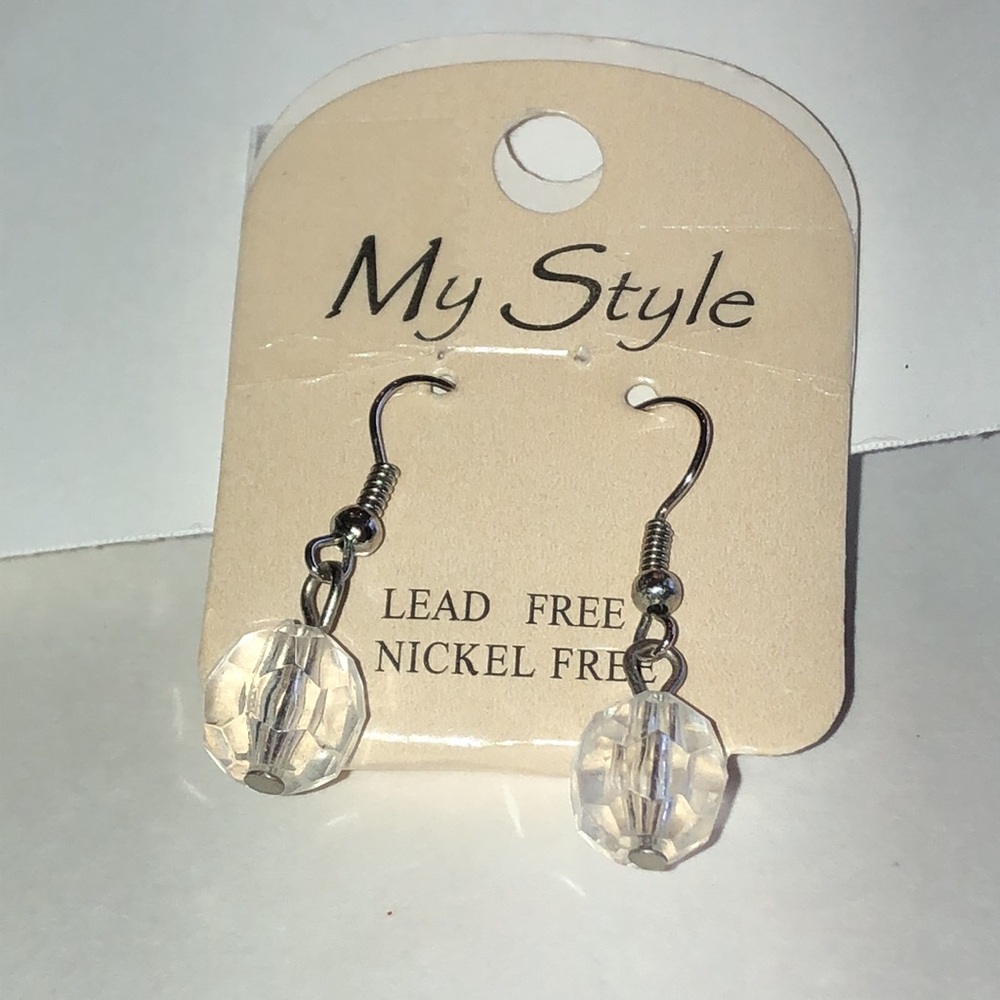 Clear Beaded Boho Drop Earrings - Lead & Nickel Free - Picture 2 of 4